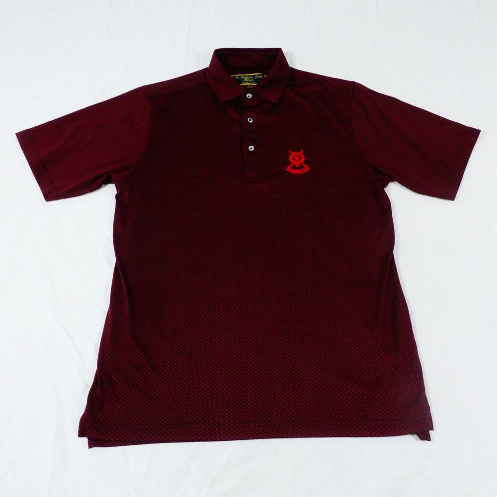 St Andrews Links Tartan Collection Geometric Red Golf Polo Shirt Men's Small